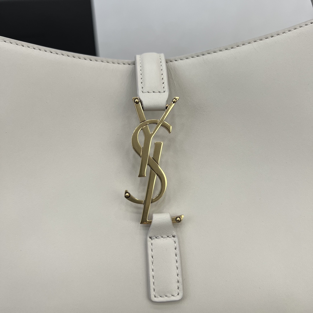 Saint Laurent LE 5 A 7 Smooth Calfskin Shoulder Bag Handbag White 657228 